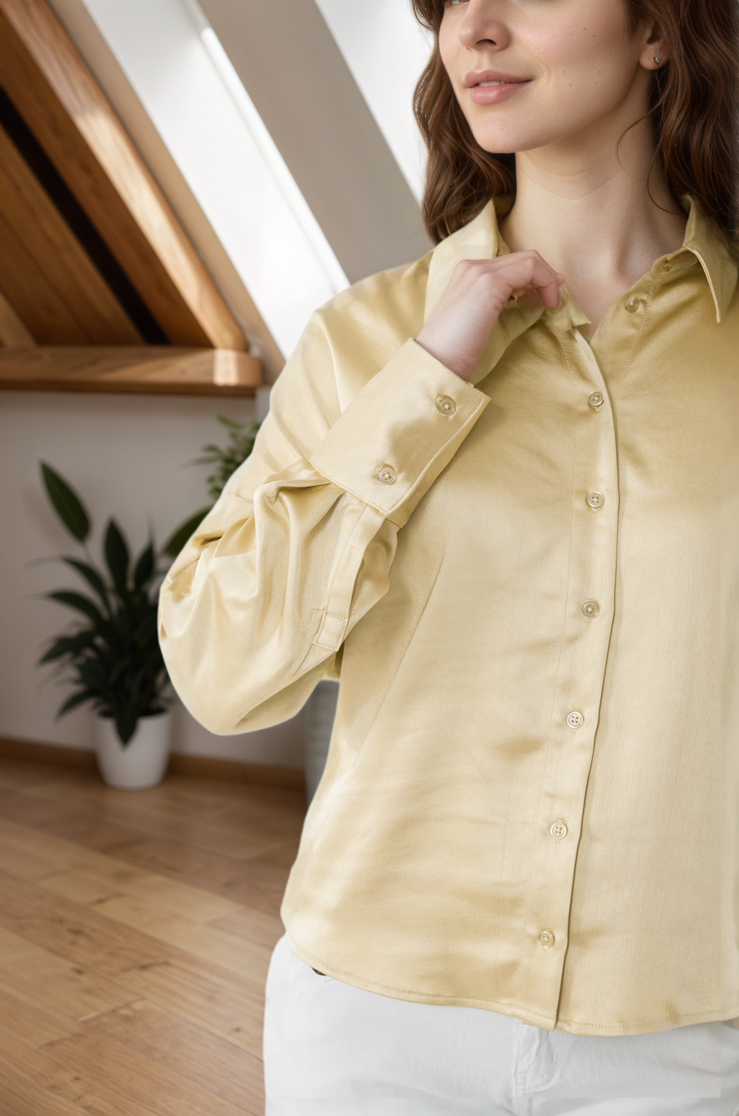 Gold Satin Silk Shirt(5pcs,$33 ea)