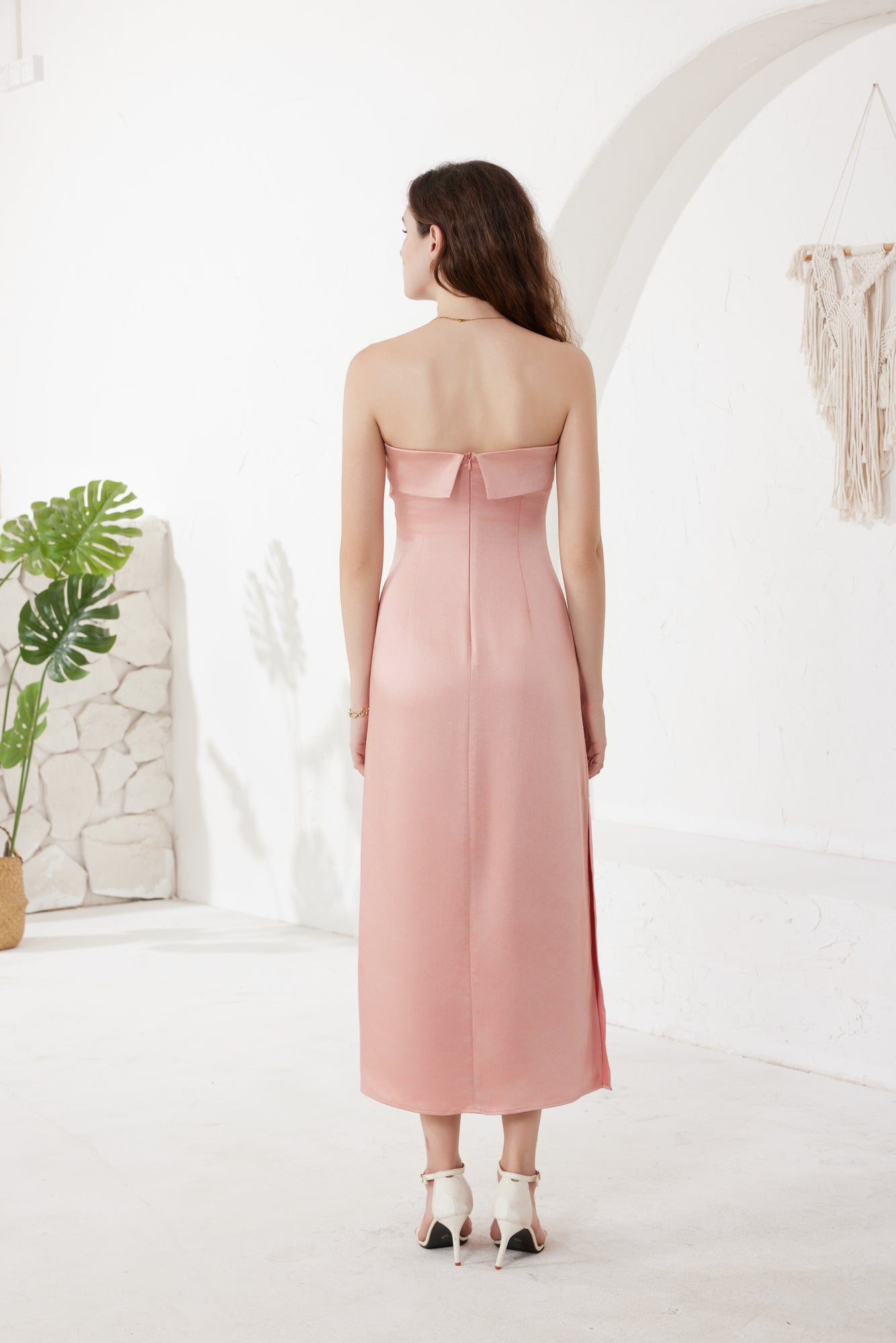 Rose Pink Strapless Maxi Dress(5pcs,$41 ea)