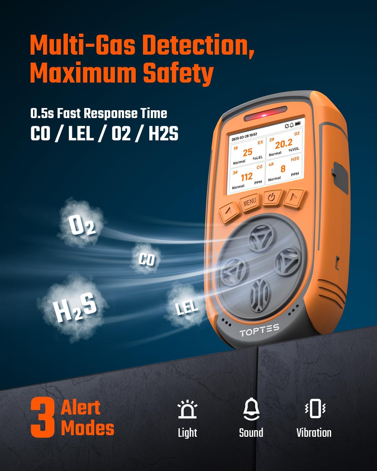 4 Gas Monitor Multi Gas Detector(H₂S, CO, LEL,  O₂)